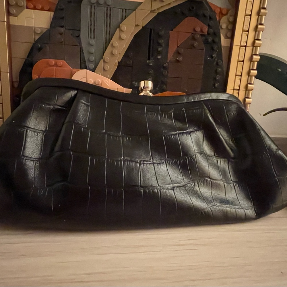 Banana Republic Black Croc-Embossed Bag